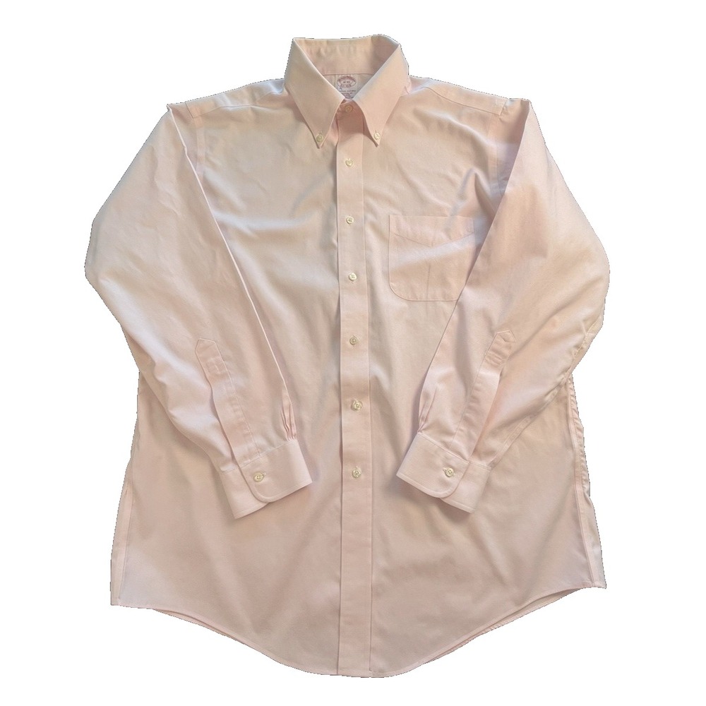 Brooks Brothers‎ Shirt Mens Sz 16 - 33 Pink Solid Long Sleeve Button Down